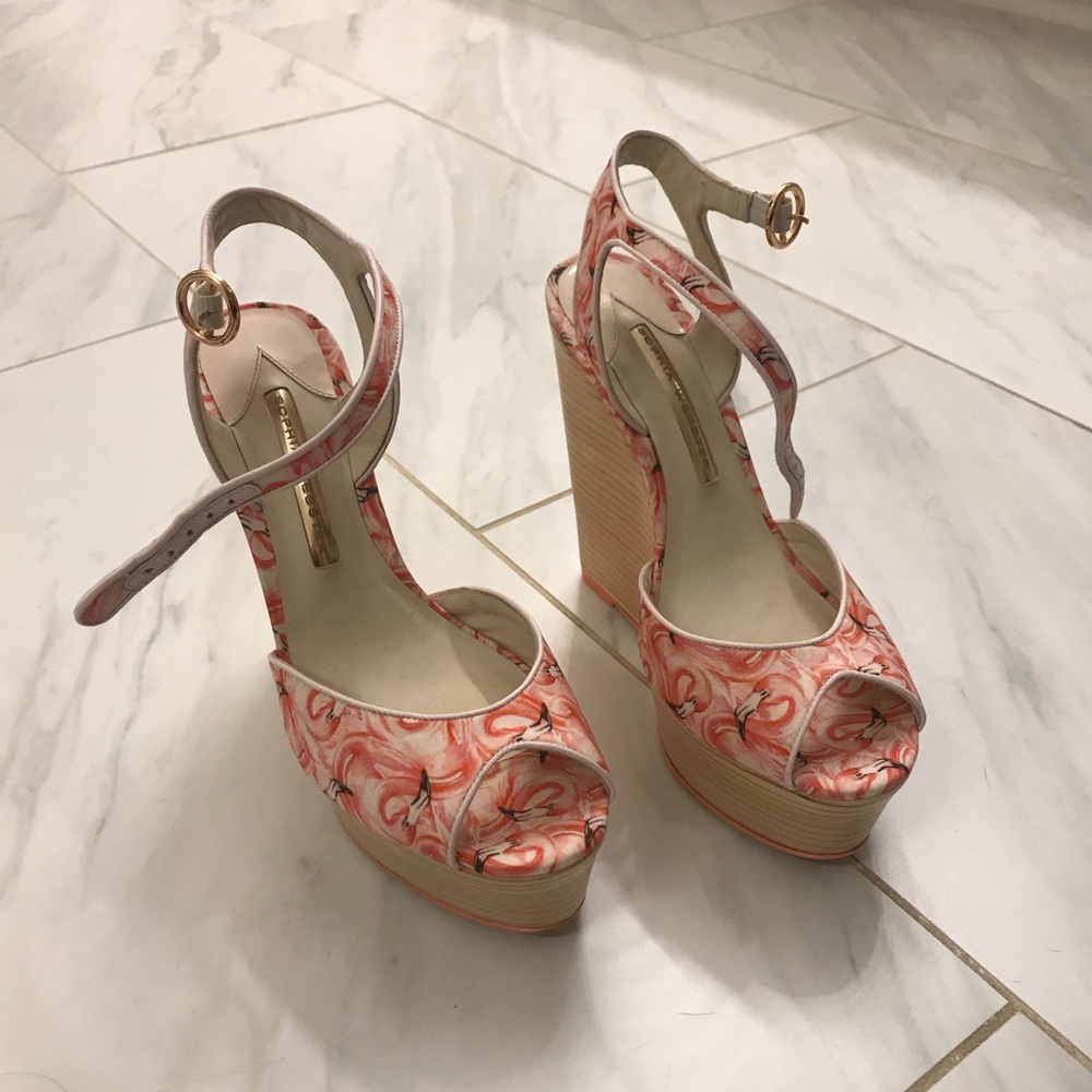 Sophia Webster pink flamingo wedges  - NEW